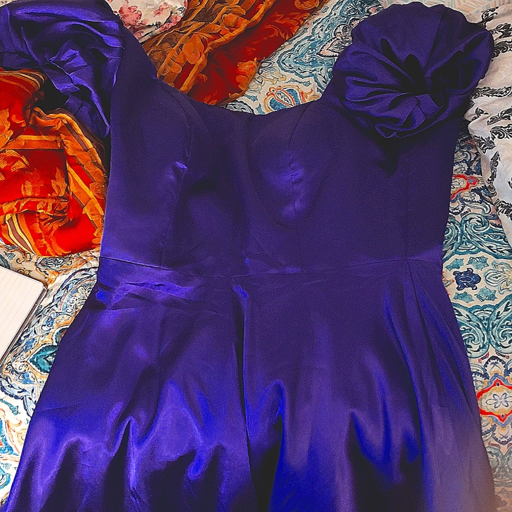Puff sleeve lace up back mini dress